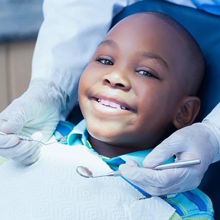 Young boy at the dental office